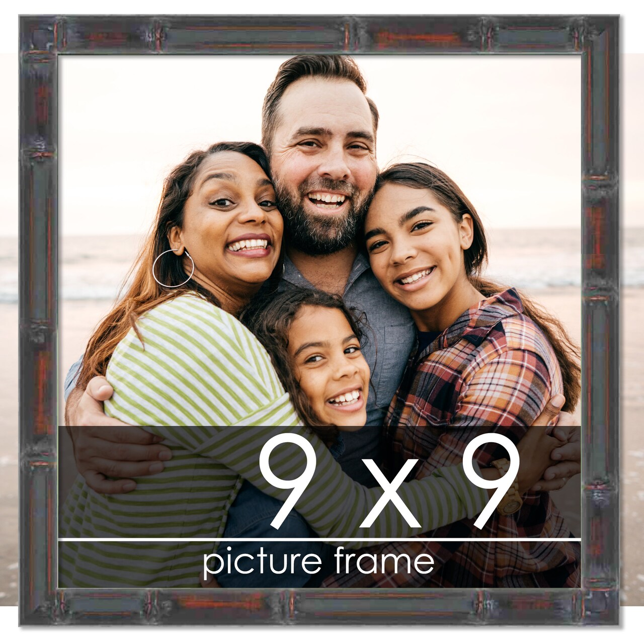 9x9 Thin Bamboo Picture Frame with UV-Resistant Acrylic & Acid Free Backing, Available in 2 Finishes - Gold and Brown